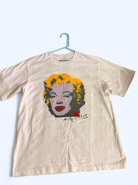 Uniqlo white  Marilyn Monroe Pop Art Tee with Yellow, Red and Teal Accents